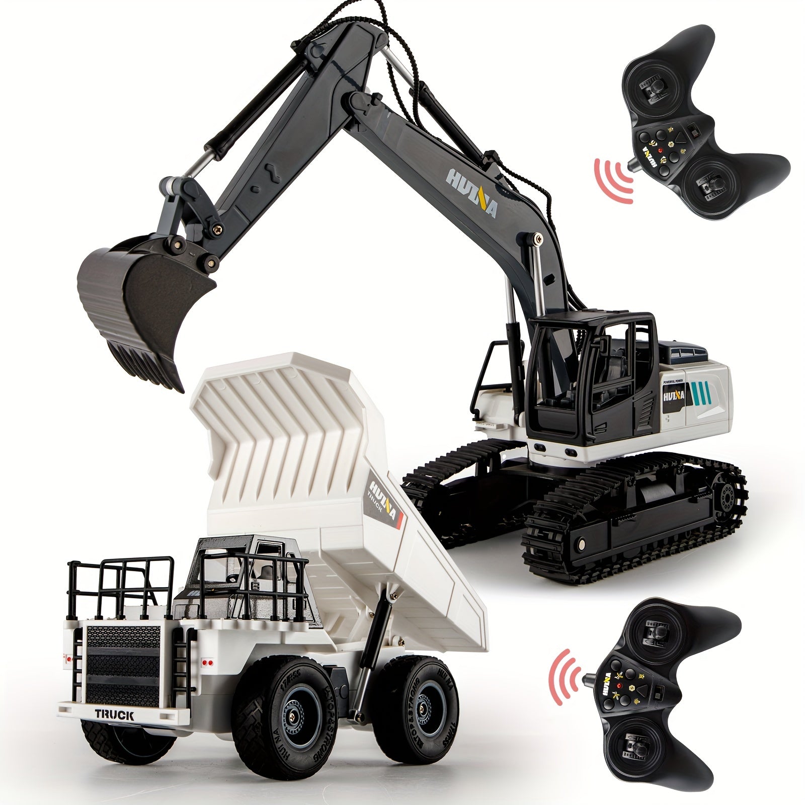 1:24 Nine Channels Remote Control Excavator And Remote Control Dump Truck, Remote Control Engineering Car For Boys, Gift Wrapping, Best Holiday Gift, Christmas And Halloween Gift