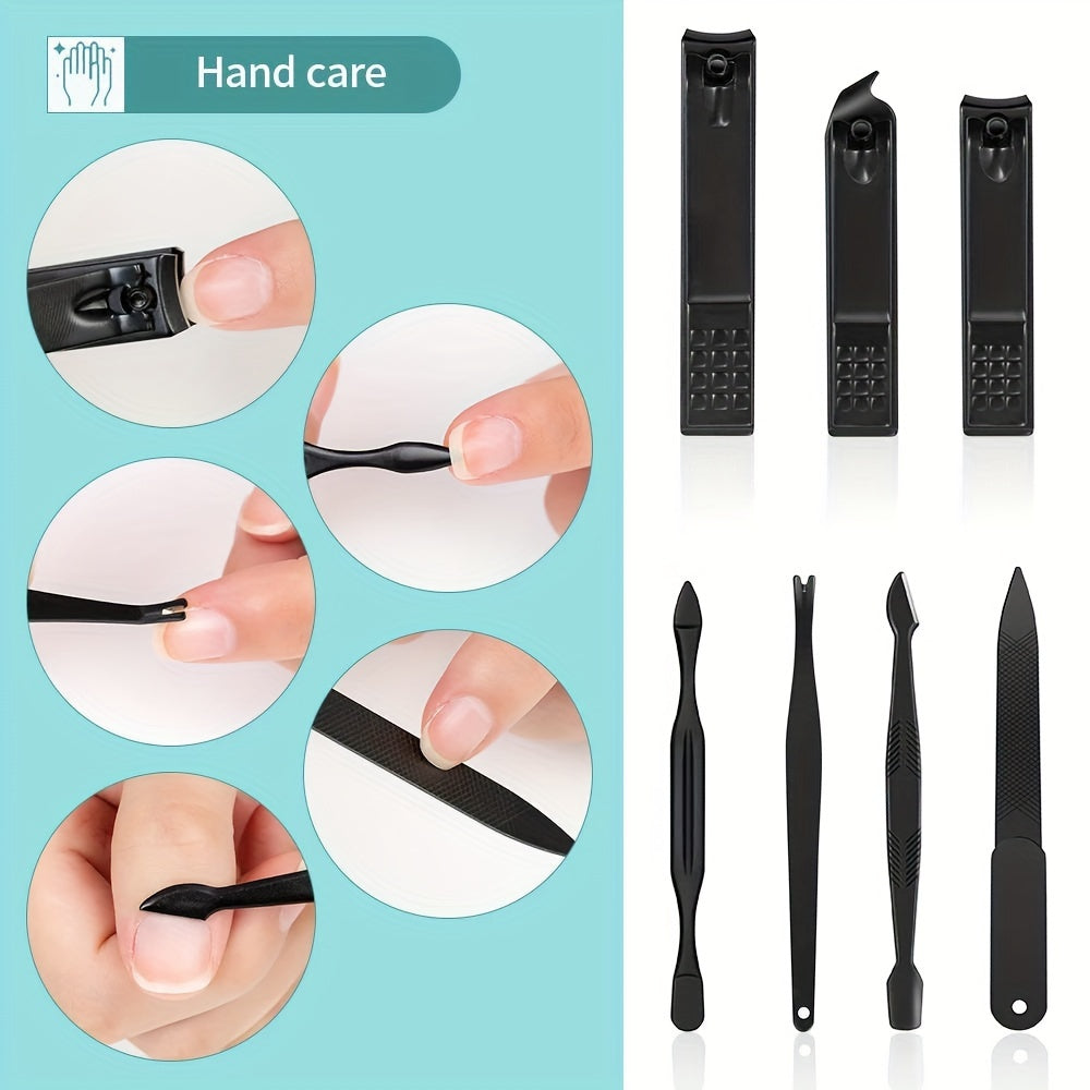 10pcs Black Nail Clippers Kit, Ultra Sharp Sturdy Fingernail Cutters, Professional Nail Clippers Pedicure Care Tools, Toenail Clipper Cutters For Men And Women Nail Trimmer