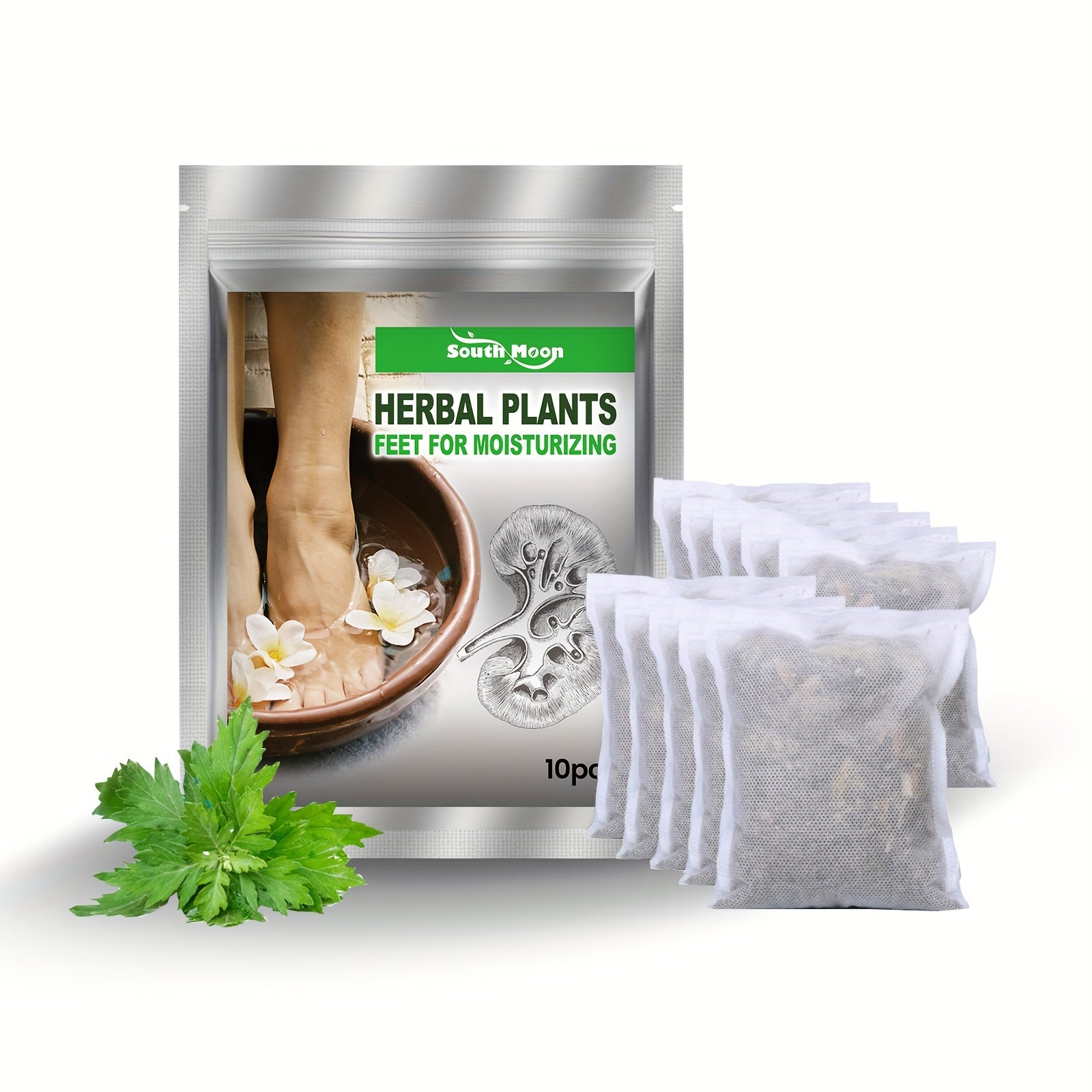 10pcs South Mogre Herbal Foot Soak Bags - Ginger & Cinnamon for Moisturizing, Relaxing Spa Experience - Natural, Hypoallergenic Ingredients in Portable Pouches for Easy Travel, Travel Spa Kit|Botanical Spa Product|Portable Pa