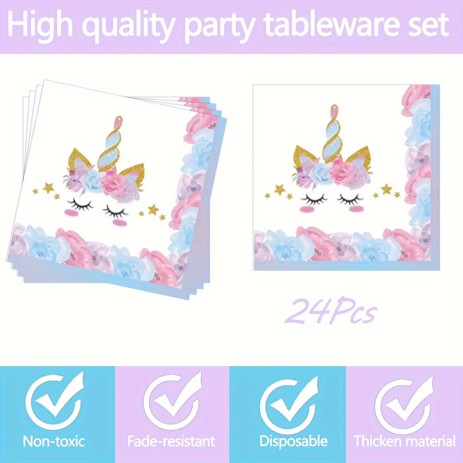 168-Piece Unicorn Party Essentials Kit - Vibrant Round Disposable Tableware Set with Plates, Cups, Napkins, Knives, Forks, and Spoons for Magical Birthday, Tea Parties, and Celebrations - Perfect for All Occasions