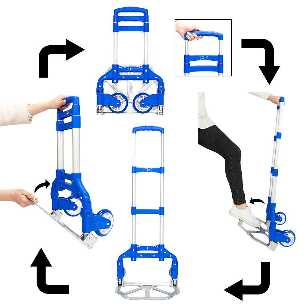 Folding Hand Truck Aluminum Portable Folding Hand Cart 165lbs Capacity Hand Cart and Dolly for Home, Auto, Office, Travel Use
