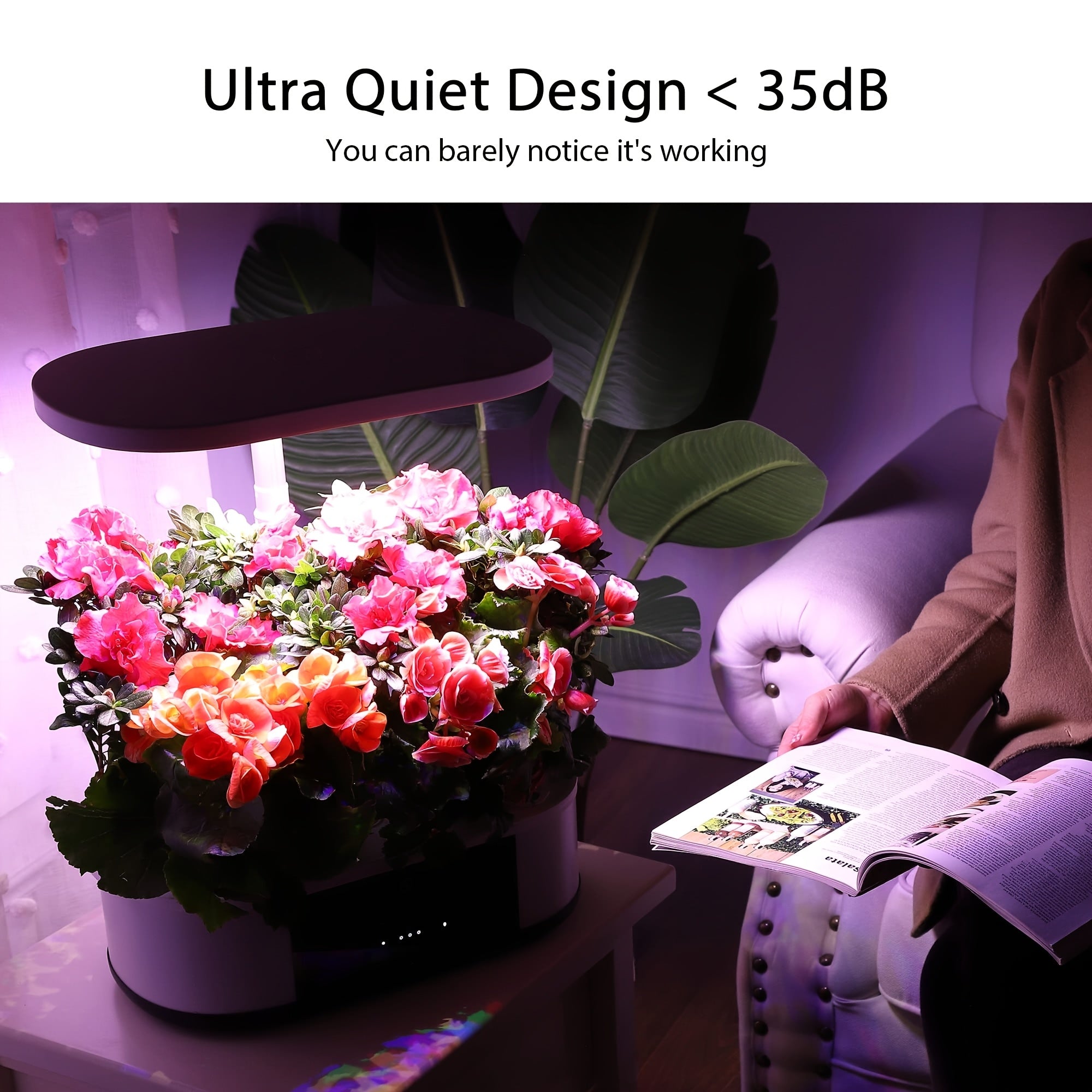 12-Pod Hydroponic Growing System Kit - 16" Indoor Garden with Full Spectrum LED Lights (120pcs, 5 Colors), Automatic Timer for Home & Kitchen Gardening, 24W, Indoor Garden, MERXENG