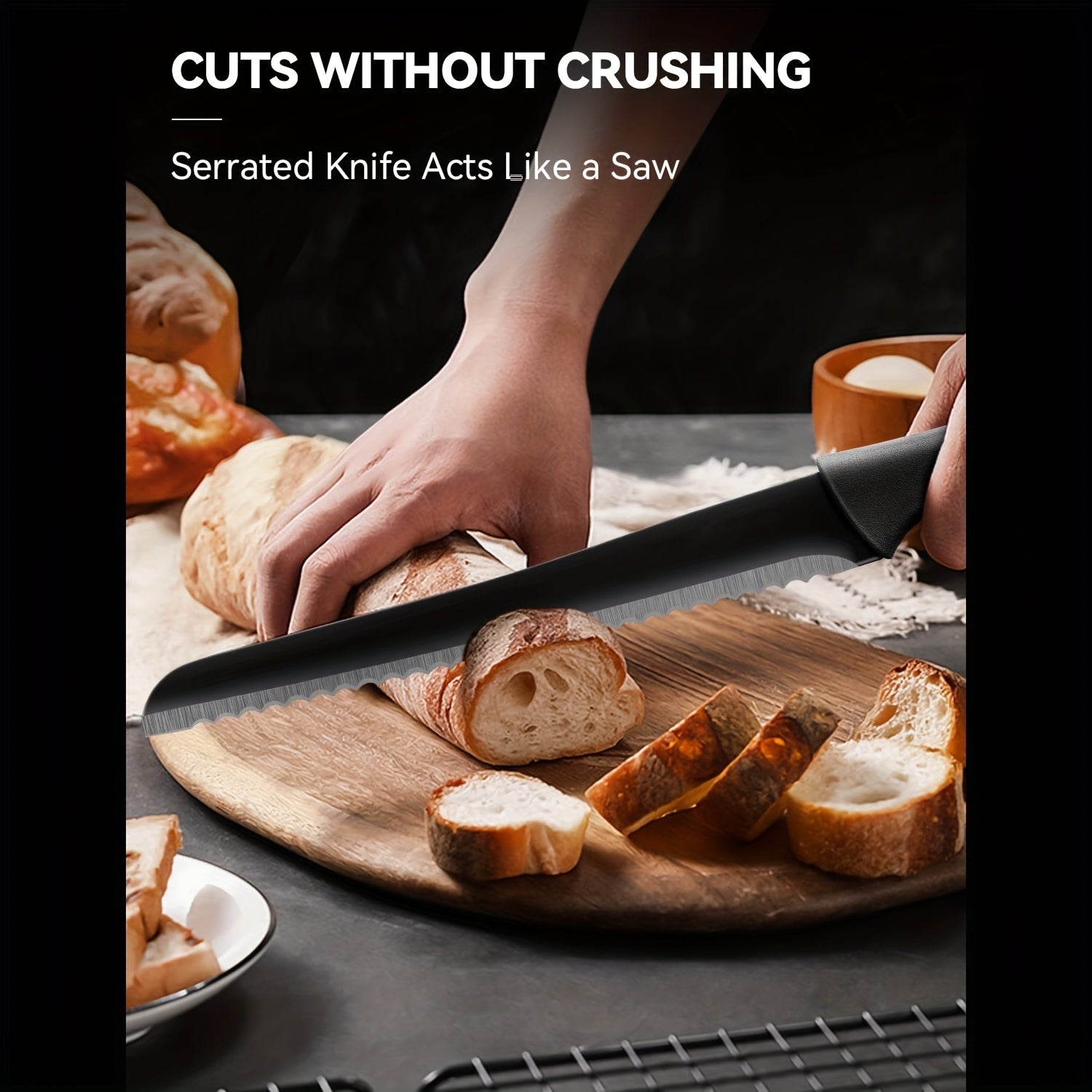 17pcs German Stainless Steel Kitchen Knife Set with Acrylic Holder - Includes Chef, Paring, Utility Knives, Scissors, Sharpener - Nonstick, Scratch-Resistant, Black Handles, Knife Organization|Modern Kitchenware|Black Handle