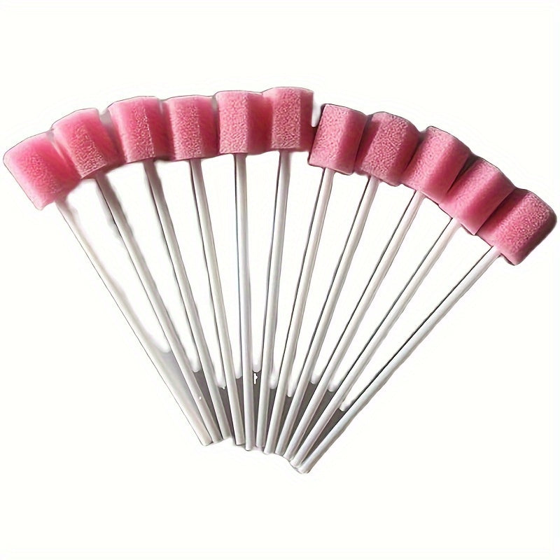 100pcs Disposable Oral Care Sponge Swabs - Effective Tooth Cleaning Mouth Swabs with Sturdy Plastic Stick for Gentle Plaque Removal and Fresh Breath