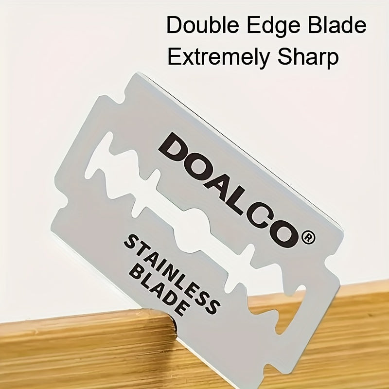 100pcs Premium Double-Edge Razor Blades - Smooth Shaving, Stainless Steel, Professional-Garde Barbers Choice