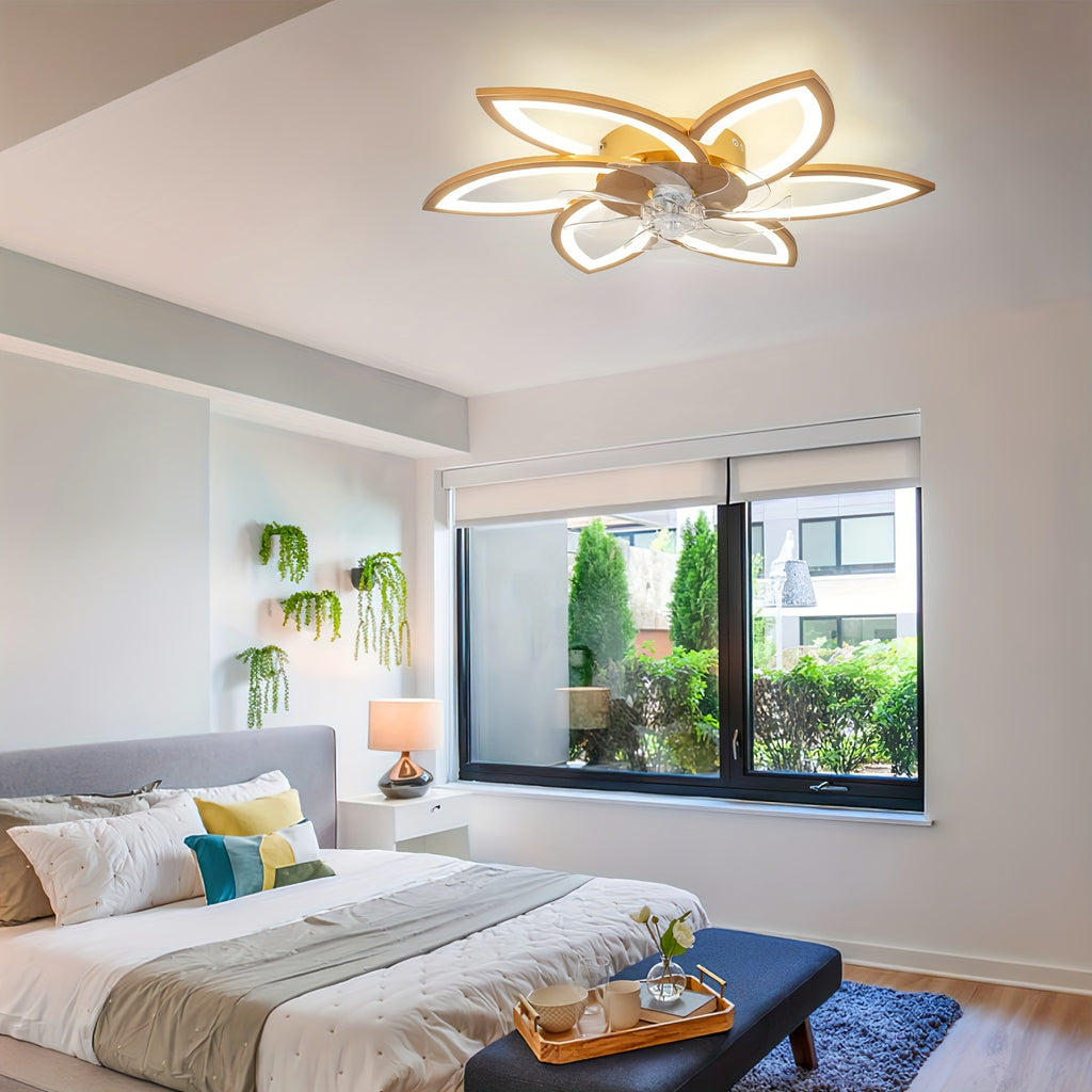 1pc Ceiling Fan With Lights Remote Control, Modern Low Profile Flush Mount Ceiling Fan With Lights, Dimmable Ceiling Fans 3 Color 6 Speed For Bedroom Living Dining Room Kitchen - White, Black, Golden