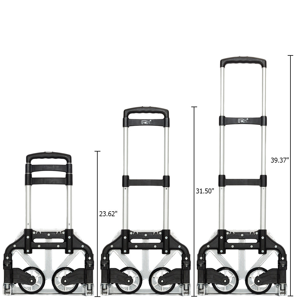 Folding Hand Truck Aluminum Portable Folding Hand Cart 165lbs Capacity Hand Cart and Dolly for Home, Auto, Office, Travel Use