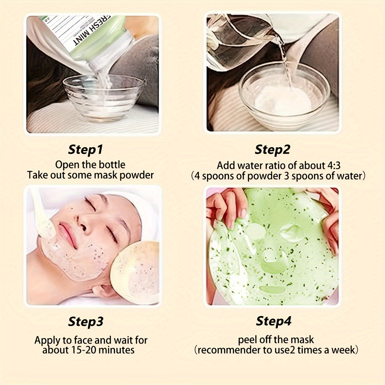 12. 3Fl. Oz Fresh Mint Jelly Mask For Facial Skin Care, Natural Gel Hydro Face Masks, Professional Off Hydro Jelly Mask, Moisturizing, Improving & Hydrating, Mask Powder For Wrinkles
