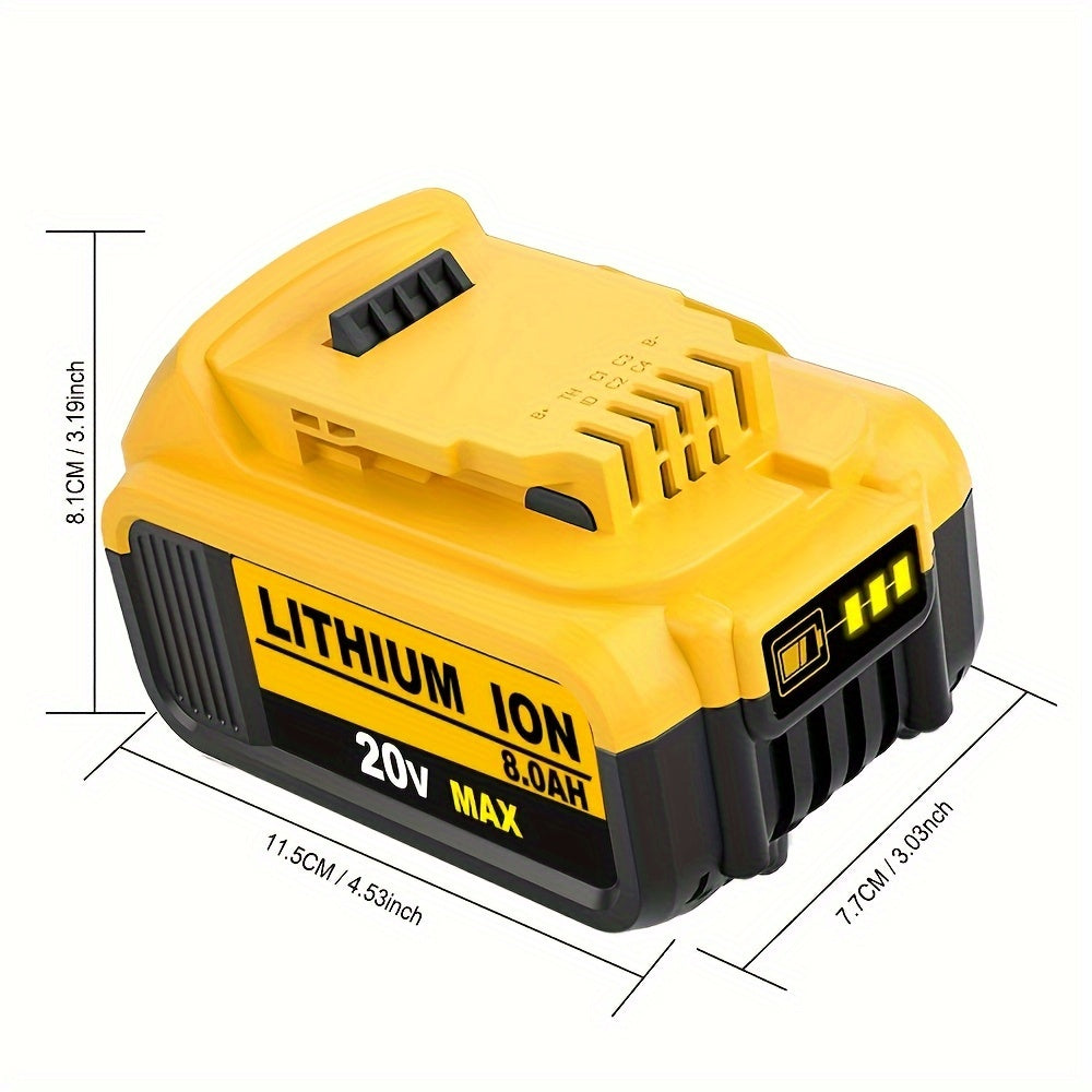1/2/4PACK 8.0Ah 20v Replacement Li-ion Battery For Dewalt Cordless Power Tool Rechargeable XR Battery Packs Compatible With Dewalt DCB200 DCB204 DCB205 DCB206 DCB201 DCB203 DCB181 DCB180 20V DCB200 DCD DCF DCG Series Power To