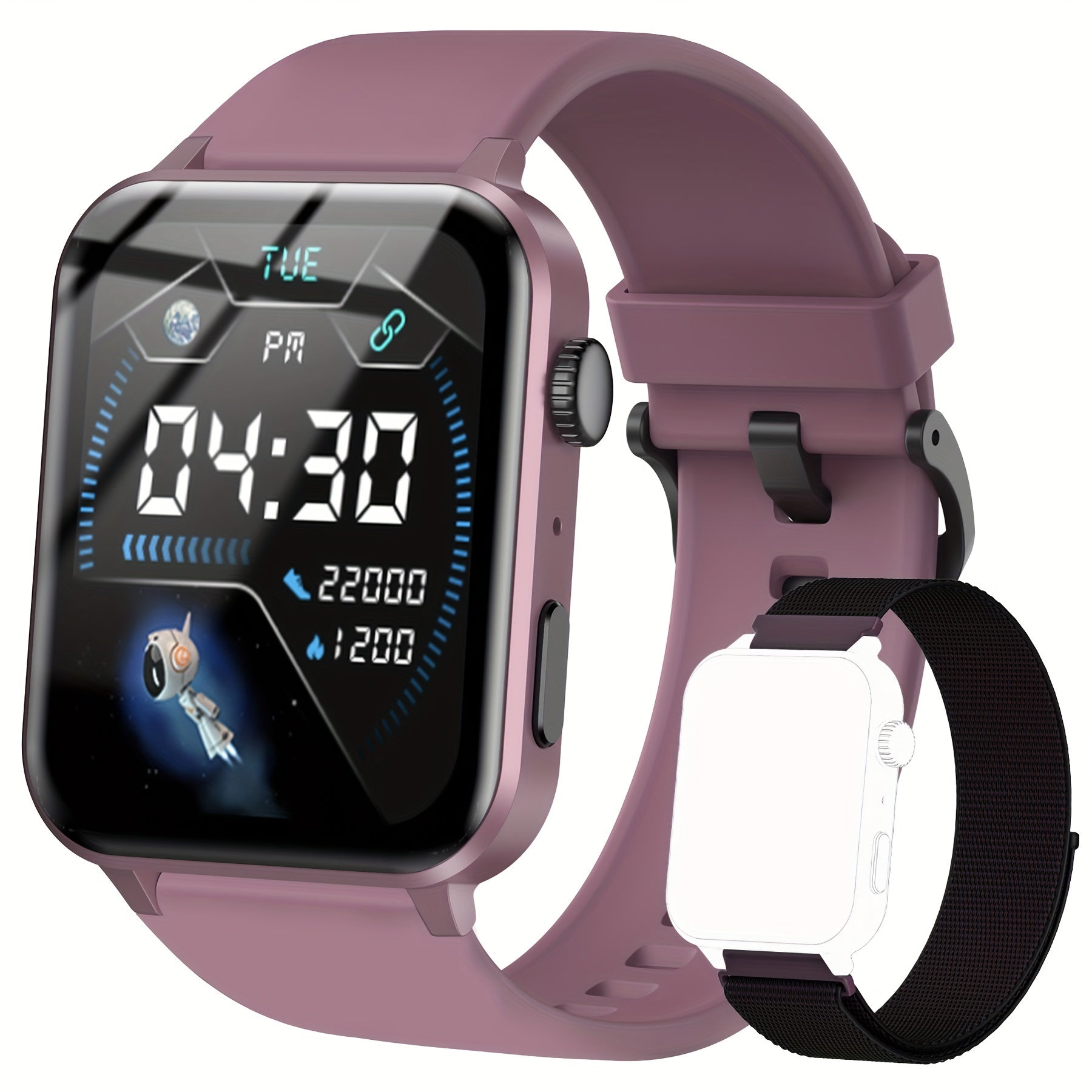 1.85" Vibrant Purple Smartwatch for Men and Women - 100+ Sports Modes Fitness Tracker, Pedometer, Music Control, Remote Control Photo, Waterproof Fitness Watch for Android iPhone [2024