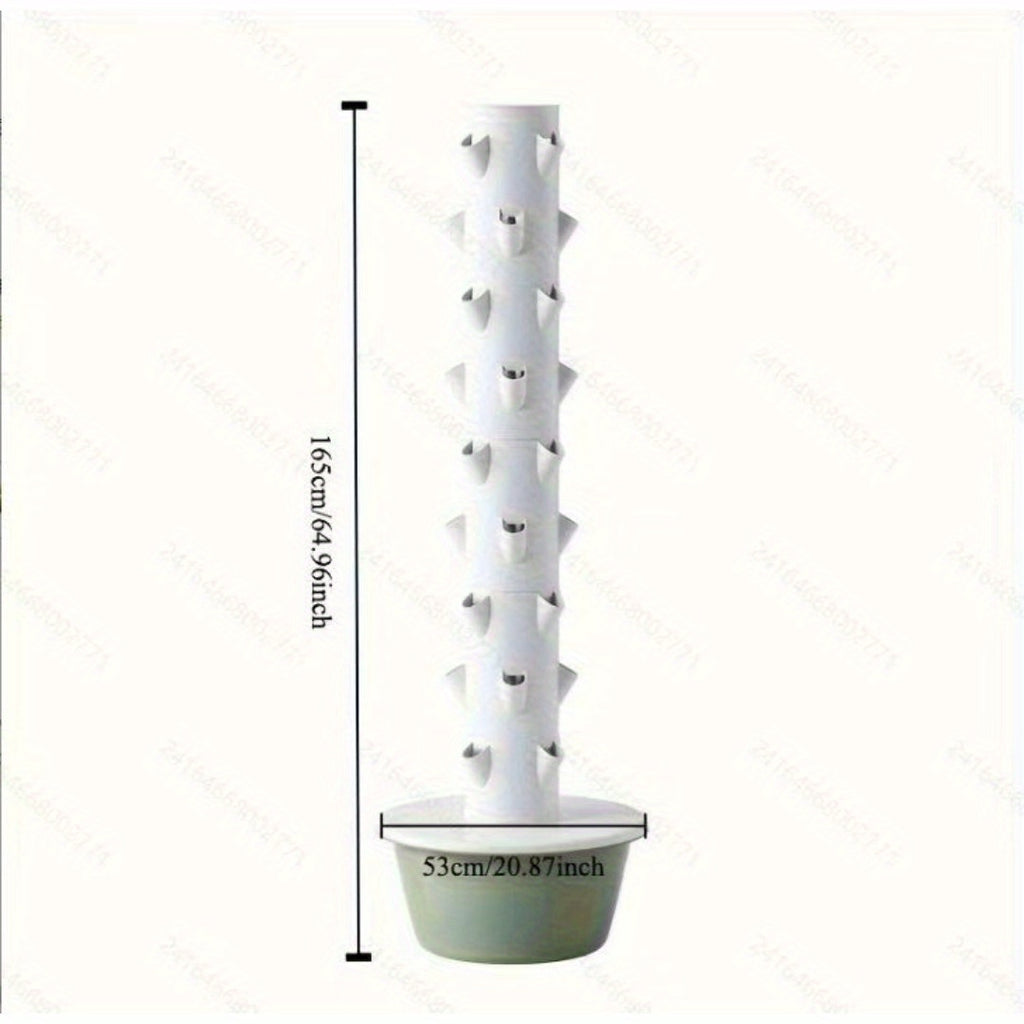 1pc 7 & 9 Layer Hydroponic Plant Tower - White Wooden Indoor Gardening System, Soilless Cultivation, No Electricity Needed, Space-Saving Vertical Planter for Herbs, Leafy Greens & Flowers