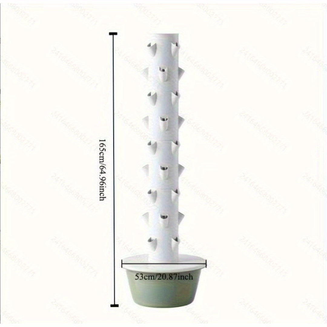 1pc 7 & 9 Layer Hydroponic Plant Tower - White Wooden Indoor Gardening System, Soilless Cultivation, No Electricity Needed, Space-Saving Vertical Planter for Herbs, Leafy Greens & Flowers
