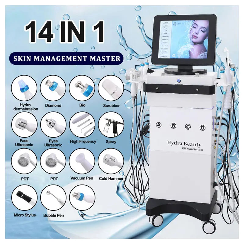 14 in 1 Hydrofacial Dermabrasion Facial Cleaning Hydrofacials Beauty Machine Hydro Hydrodermabrasion Facial Hidrofacial Machine