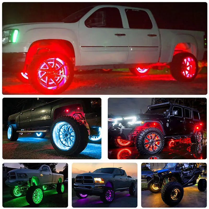 15.5 Inch Single Face Car Wheels Led Lights Super Bright 7-color App+Remote Control Car Led Strip Light for Cars Lighting System