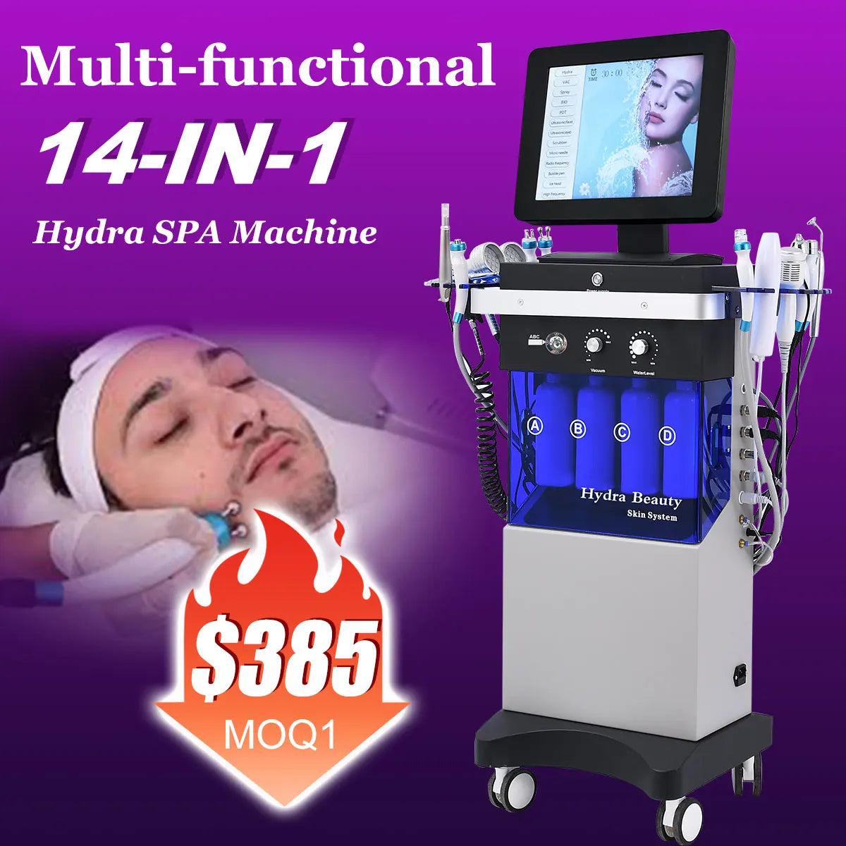 14 in 1 Multifunction Skin Care Rejuvenation Hydro Oxygen Rf Bio-Lifting Jet Peel Facial Bubble Microdermabrasion Machine