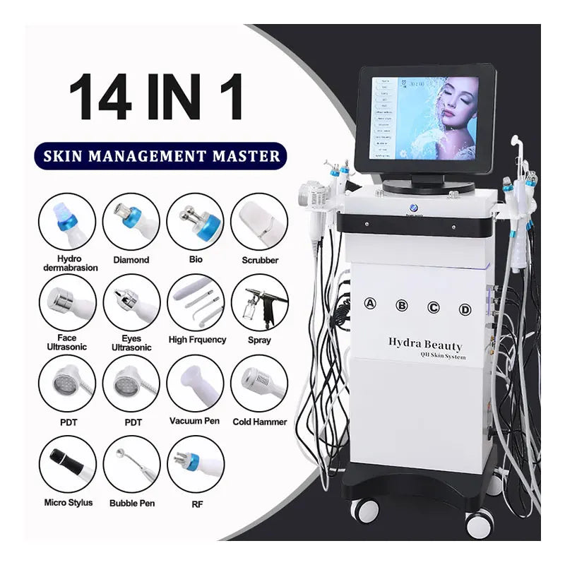 14 in 1 Oxygen Jet Hydro Microdermabrasion Oxygen Jet Aqua Hydrofacial Skin Care Cleaning Hydra Dermabrasion Facial Machine
