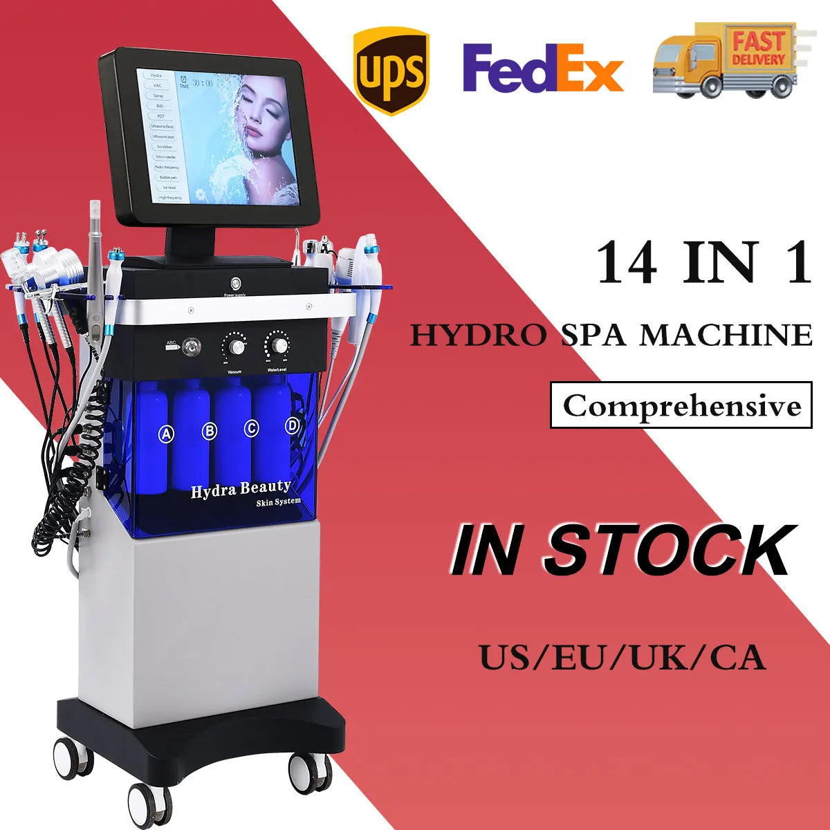 14 in 1 Oxygen Jet Beauty Care Hydra Dermabrasion Hydrofaci Multifunction Aqua Facial Cleaning Hydro Microdermabrasion Machine