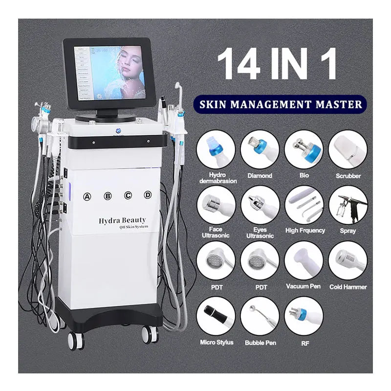 14 in 1 Oxygen Jet Hydro Microdermabrasion Oxygen Jet Aqua Hydrofacial Skin Care Cleaning Hydra Dermabrasion Facial Machine