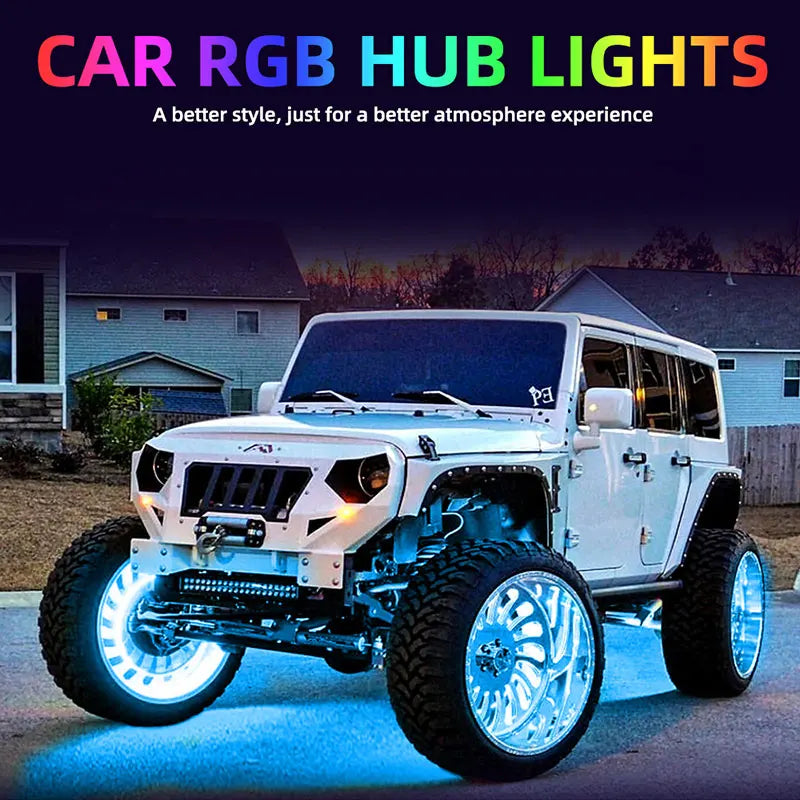 15.5 Inch Single Face Car Wheels Led Lights Super Bright 7-color App+Remote Control Car Led Strip Light for Cars Lighting System