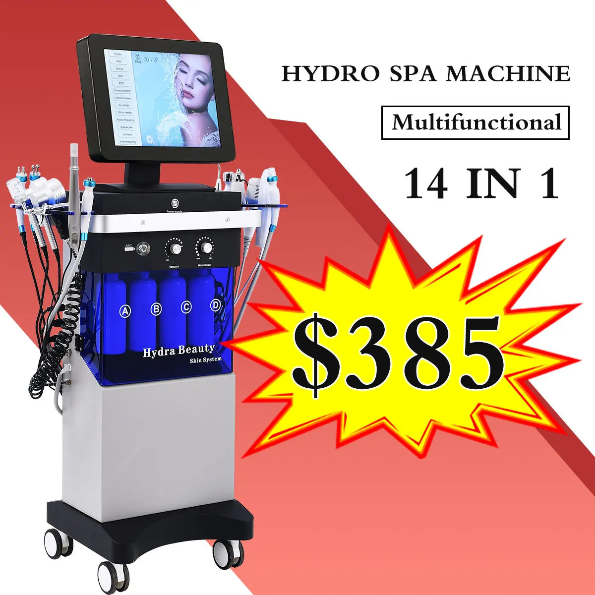 14 in 1 Oxygen Jet Beauty Care Hydra Dermabrasion Hydrofaci Multifunction Aqua Facial Cleaning Hydro Microdermabrasion Machine