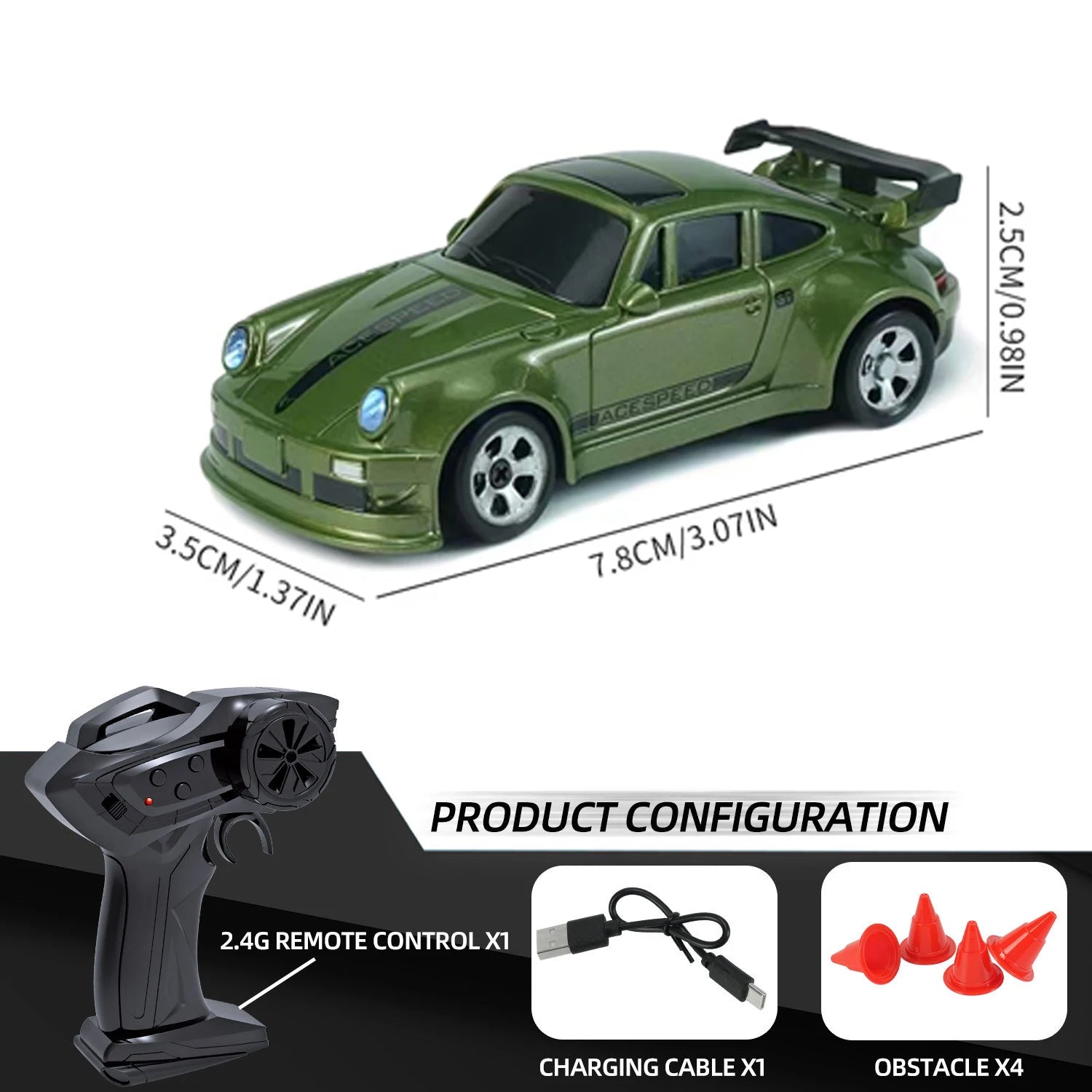1/64 RC Four-wheel Mini Drift Car 2.4G Remote-controlled Car Desktop Toy