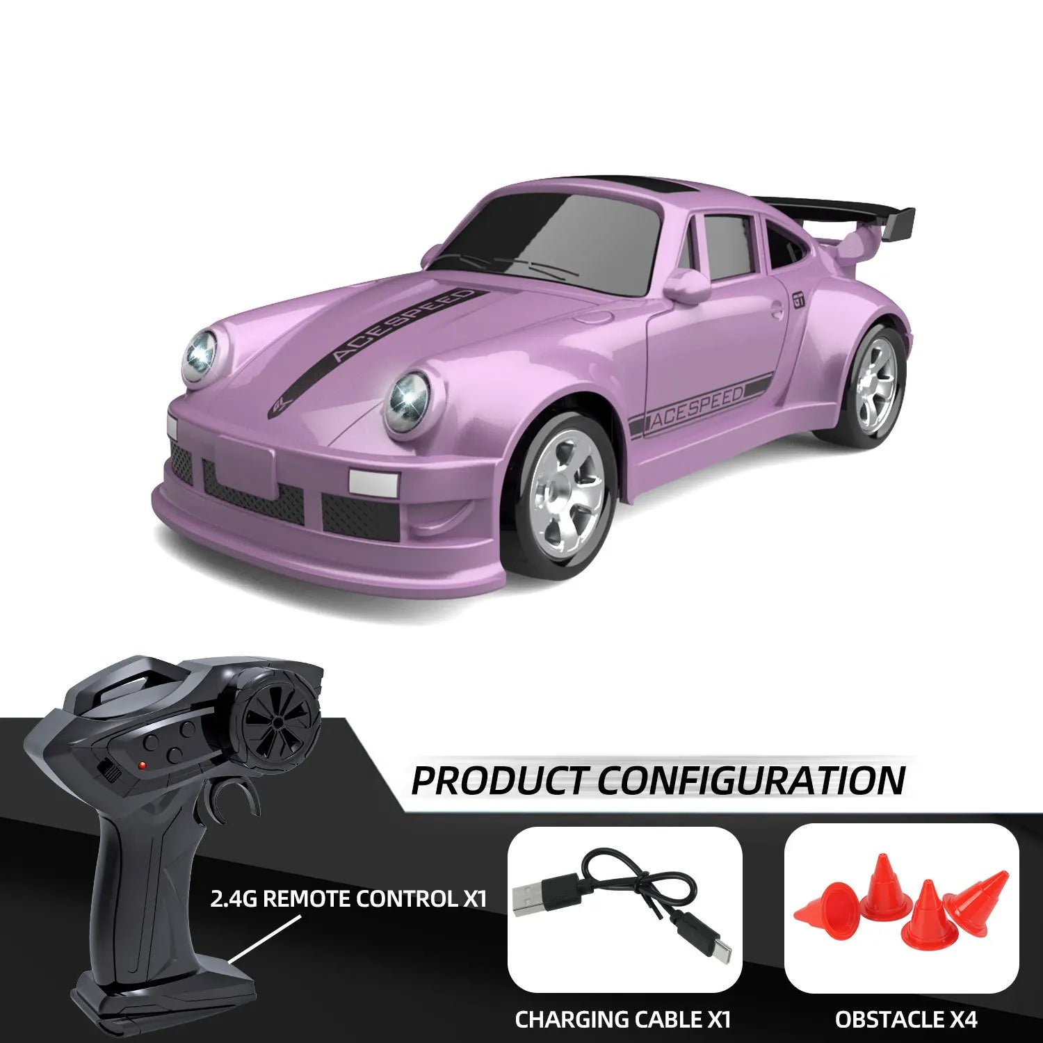 1/64 RC Four-wheel Mini Drift Car 2.4G Remote-controlled Car Desktop Toy