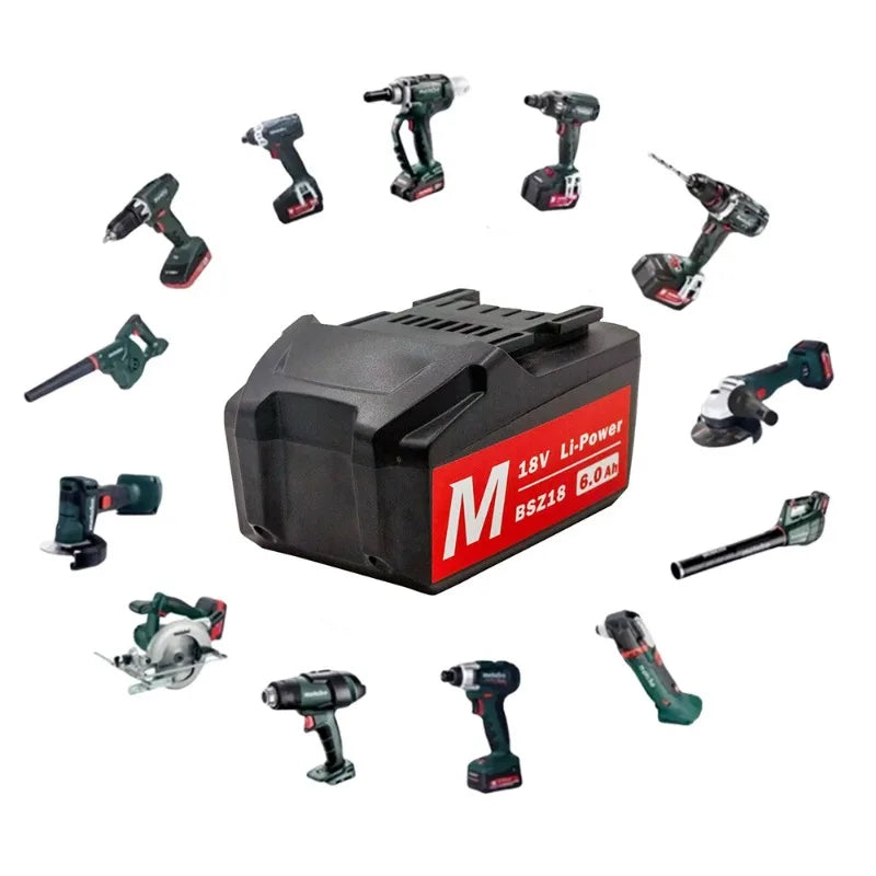 18V 6.0Ah Battery for Metabo Cordless Power Tool Drill Drivers Wrench Hammers for Metabo 18V Battery 6000mAh BSZ18 625591000