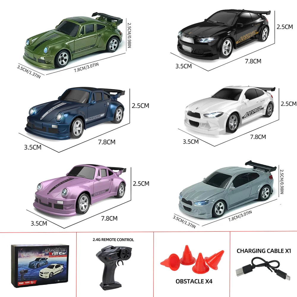 1/64 RC Four-wheel Mini Drift Car 2.4G Remote-controlled Car Desktop Toy