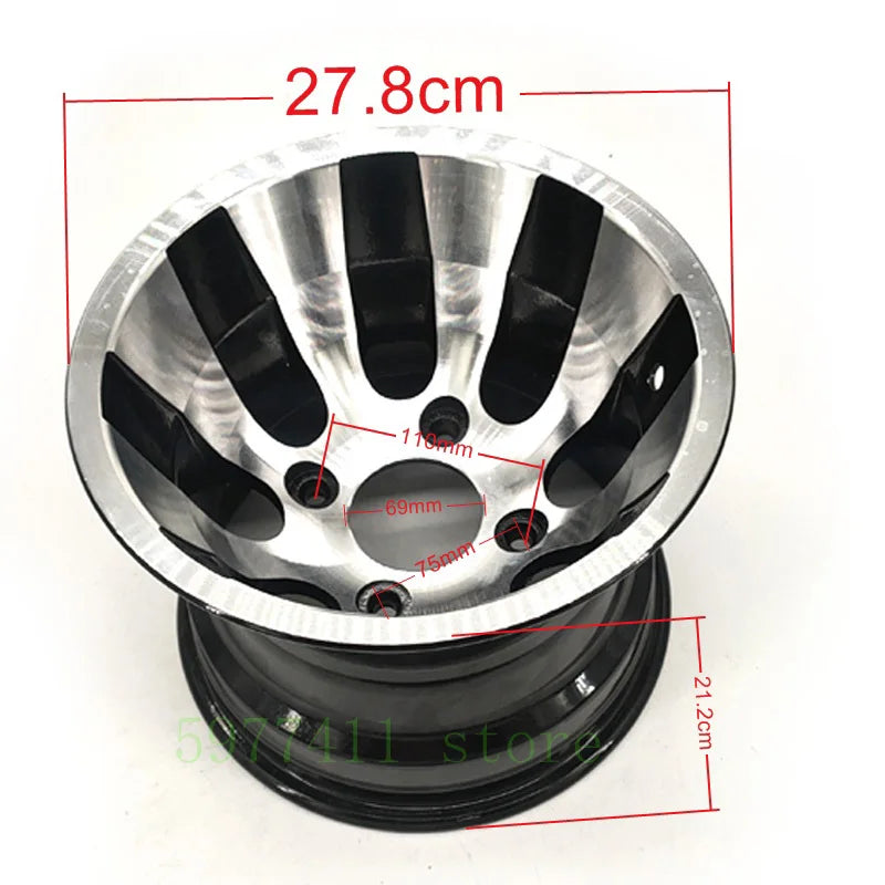 10-inch Aluminum Alloy Front and Rear Wheels for Four-wheel Vehicles, ATV, Go-karts,  Tires22/20X10-10 23/21X7-10