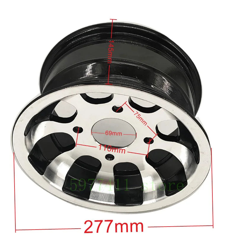 10-inch Aluminum Alloy Front and Rear Wheels for Four-wheel Vehicles, ATV, Go-karts,  Tires22/20X10-10 23/21X7-10