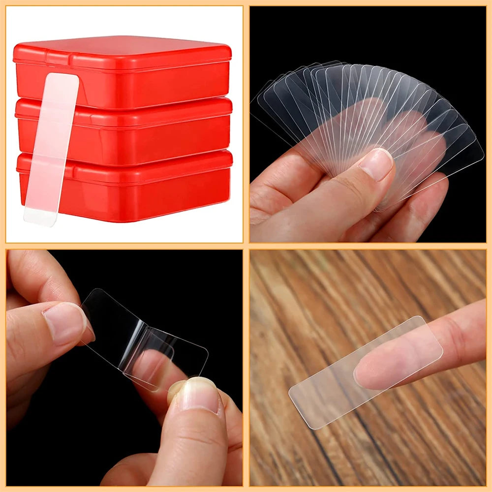 60-600PCS Double Sided Adhesive Tape No Trace Reusable Square Adhesive Mount Heavy Removable Transparent Wall Mount Sticker