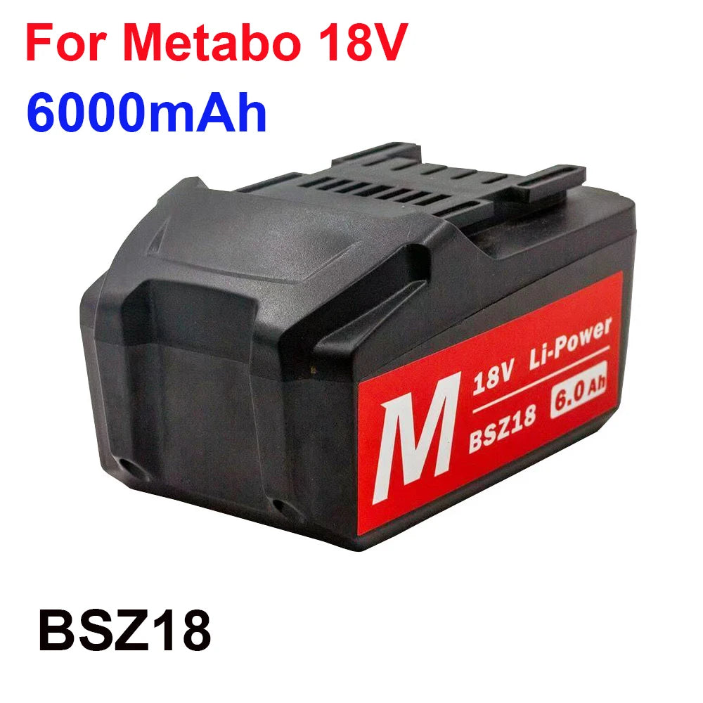 18V 6.0Ah Battery for Metabo Cordless Power Tool Drill Drivers Wrench Hammers for Metabo 18V Battery 6000mah BSZ18 625591000