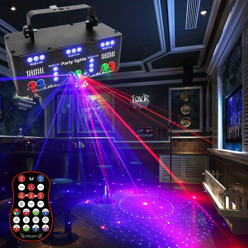 1pc 21 Lens Led Stage Lights Home Voice-activated Rotating KTV Color Light, Flash DJ Disco Lazer Light, LED Strobe Ballroom Bar Light, With Remote Control, For Birthday Party Ramadan St Pascha Easter Cinco De Mayo Mother's Da