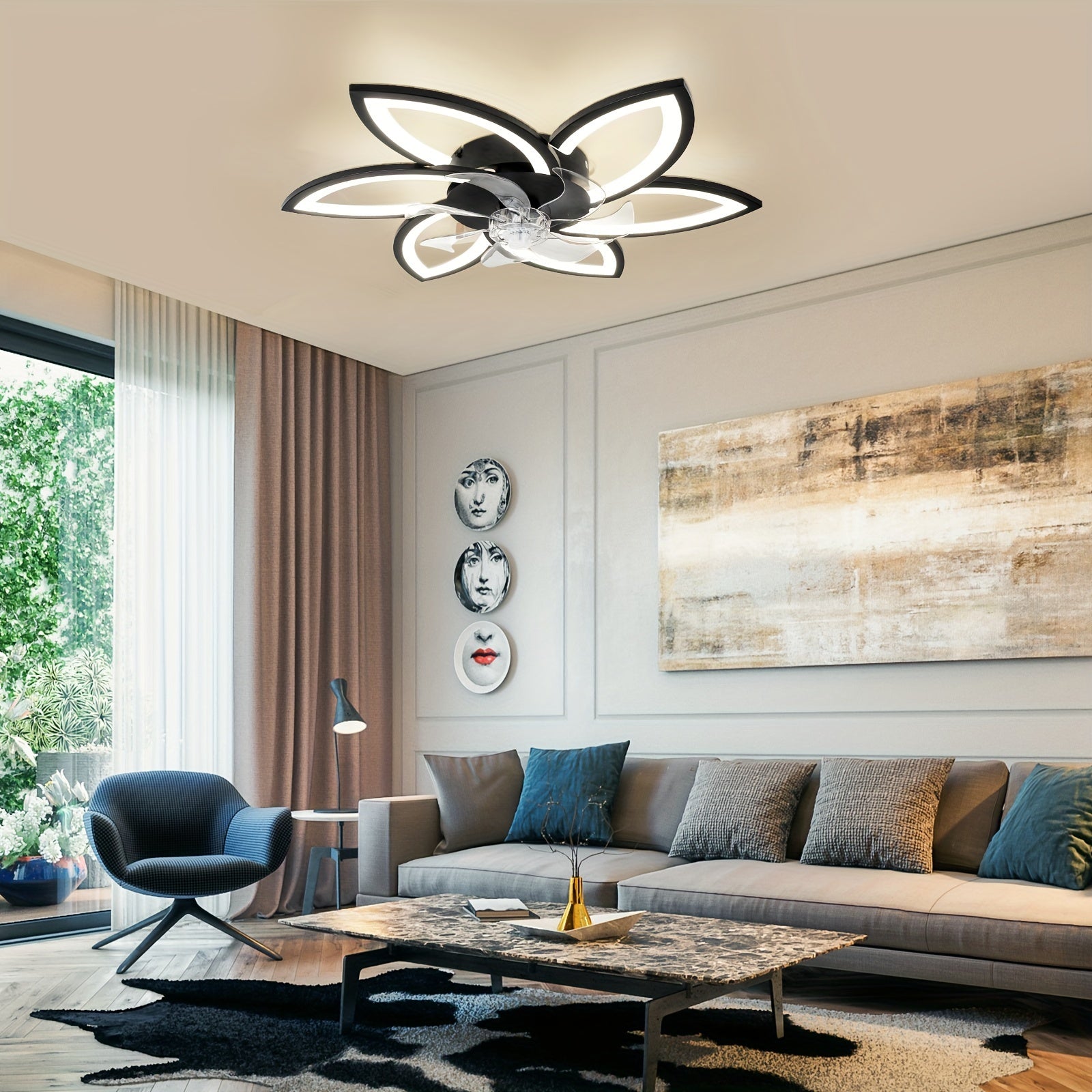 1pc Ceiling Fan With Lights Remote Control, Modern Low Profile Flush Mount Ceiling Fan With Lights, Dimmable Ceiling Fans 3 Color 6 Speed For Bedroom Living Dining Room Kitchen - White, Black, Golden