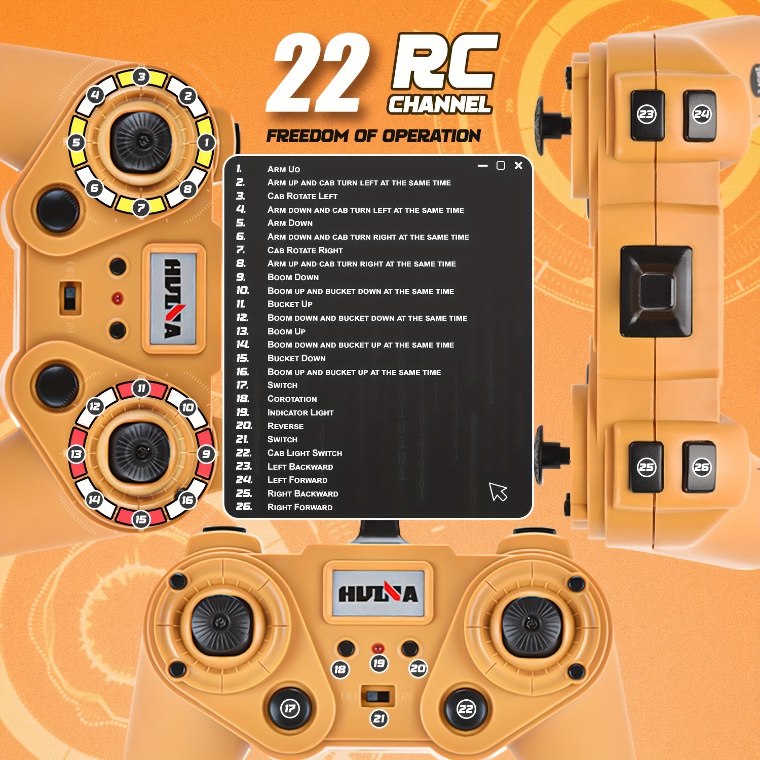 1:14 scale 22-channel alloy remote control excavator remote control excavator professional remote control engineering vehicle toy the most ideal holiday gift Christmas Halloween Gift