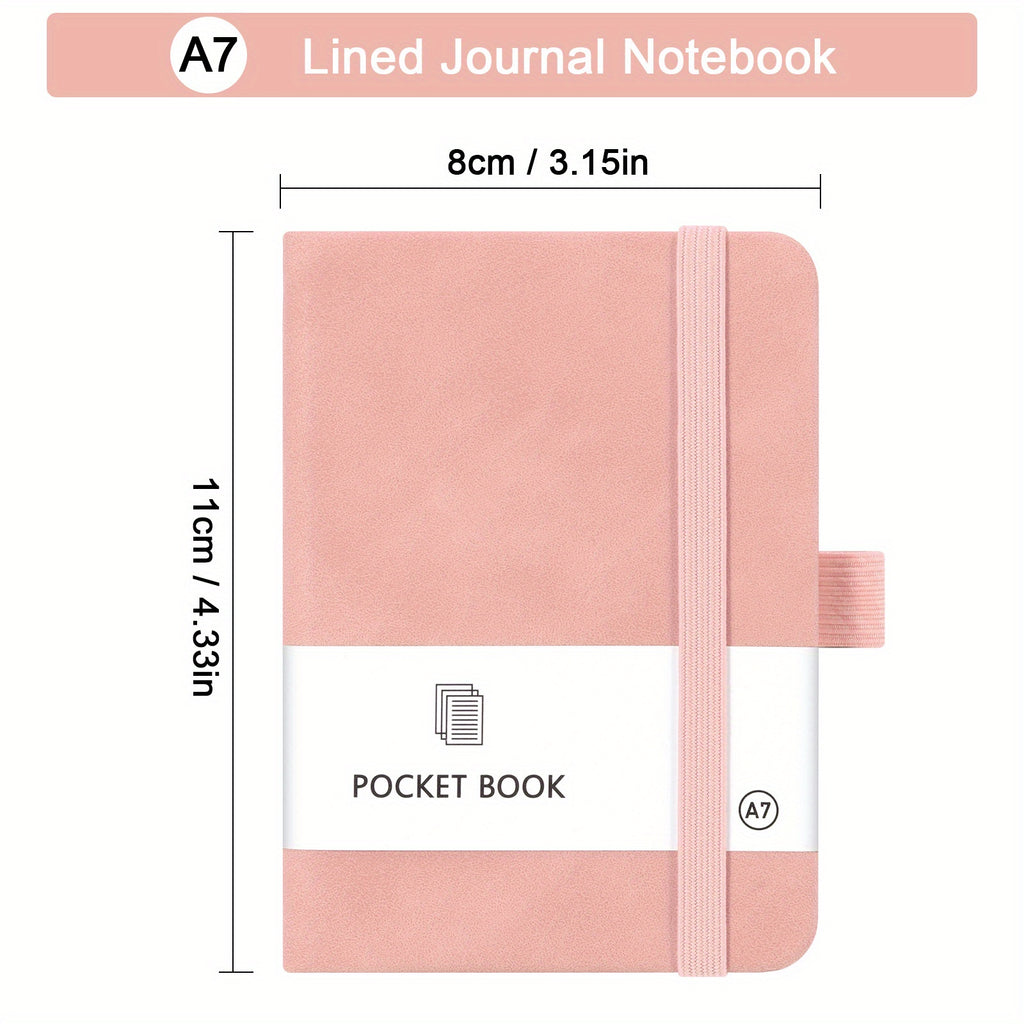100 Sheets/200 Pages A7 Mini Pocket Ruled Notebook with Pen Holder, Compact Size 3.15×4.33inch for On-The-Go Writing