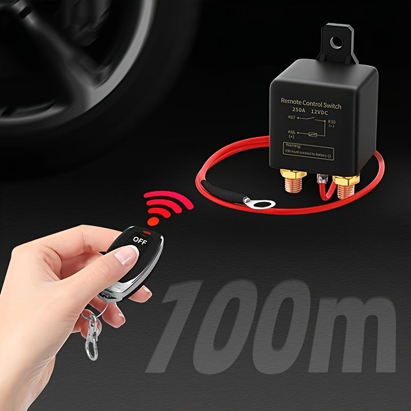 12V Remote Battery Disconnect Switch Kill Switch 250A Anti-Theft Remote Control Switch With Two Wireless Remote Control Relay Fobs For Auto Car Truck