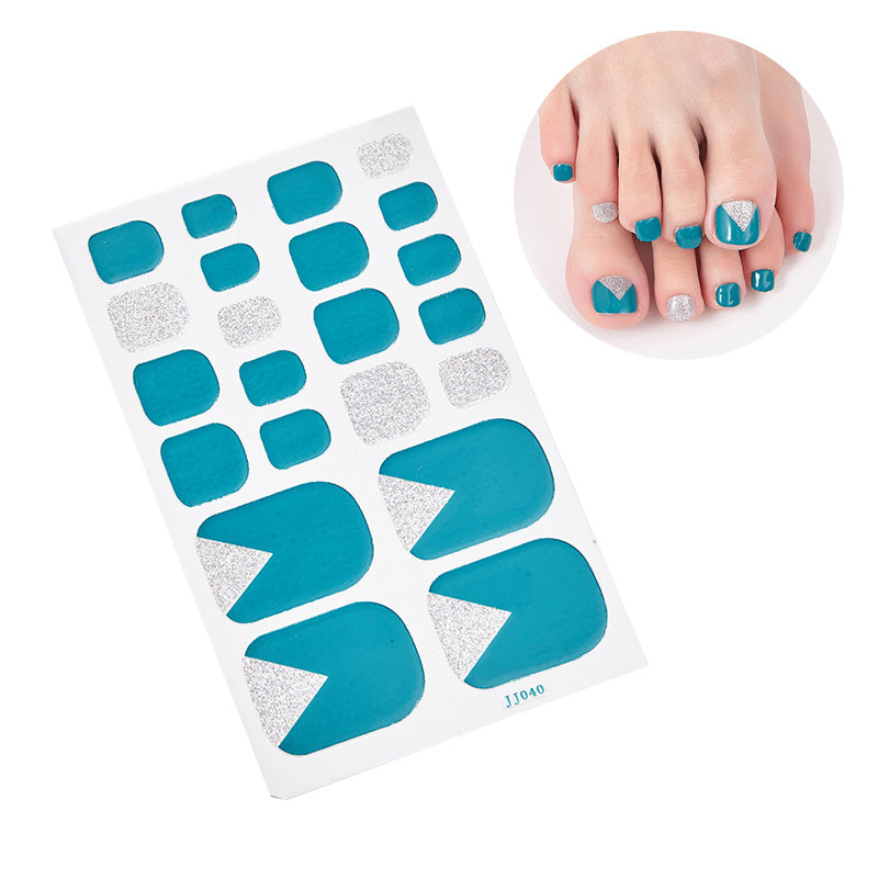 1 Pcs St.Patrick's Day Toe Nail Stickers, Nail Strips Decals With Glitter Design, Full Wraps Self Adhesive Toe Nail Tip, For Women Girls DIY Nail Art Decoration