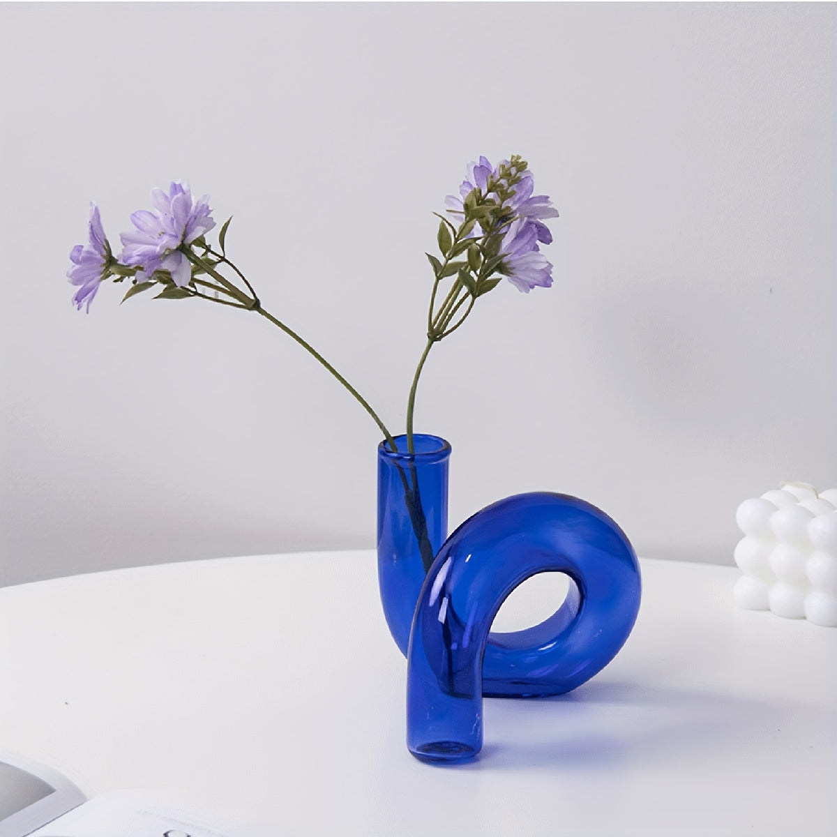 1pc Bohemian Style Glass Vase - Unique Curved Design for Hydroponic Plants, Perfect for Home & Office Decor, Ideal Gift