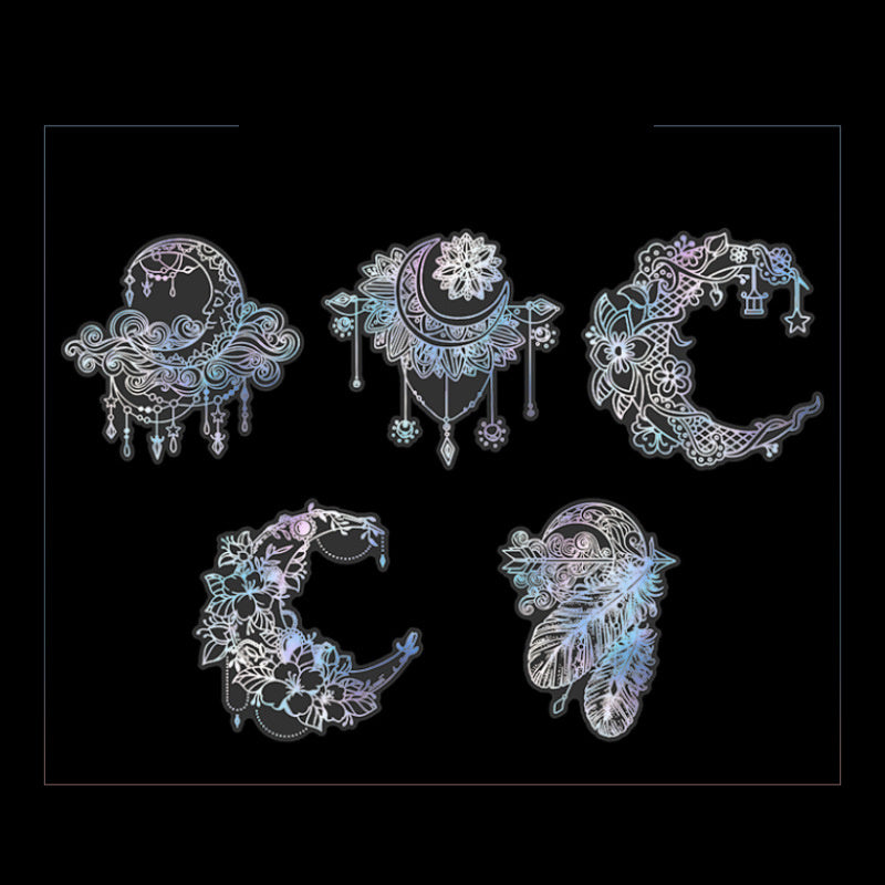 10pcs/pack Spiritual Wonderland Series Mandala Theme Three-dimensional Laser Silver PET Sticker Material Adhesive Sticker 165mm/6.50in*110mm/4.33in, DIY Materials