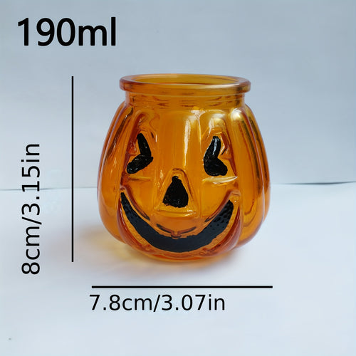 "Harvest Moon" Halloween Party Essentials: 6.42oz Pumpkin-Themed Glassware Set - Includes Dessert, Beverage, Cocktail Cups & Hydroponic Planter - Perfect For Home Decor & Gatherings
