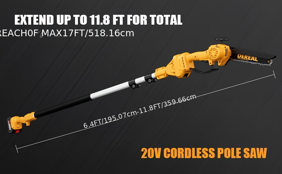 18ft Reach 2-in-1 Compact Pole Saw with 8" Brushless Chainsaw, 20V 4.0Ah Battery, Perfect for Tree Trimming and Wood Cutting - Ideal Christmas Gift