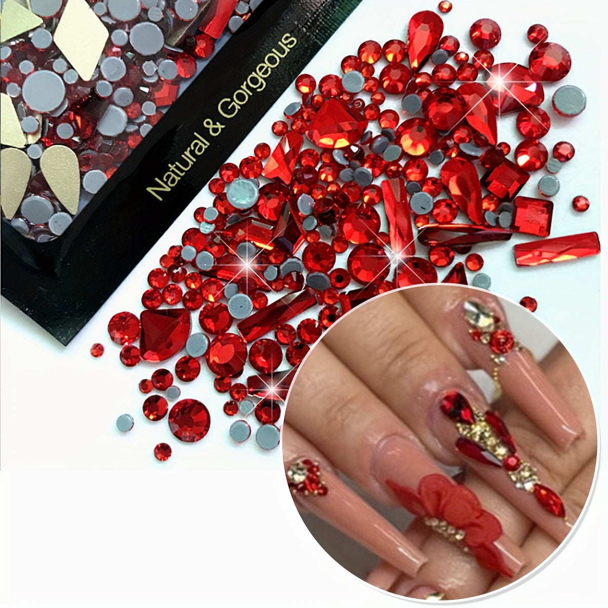 150pcs Flatback Round Rhinestone Plus 20pcs Flatback Odd Shaped Large Cubic Zirconia Black Blue Moon Nail Rhinestones