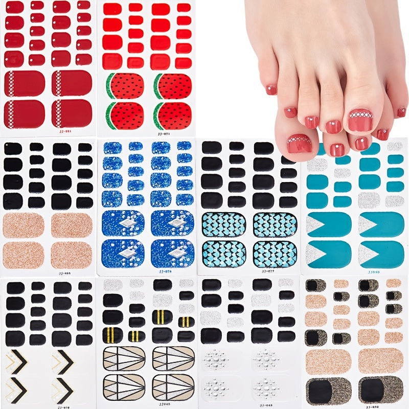 1 Pcs St.Patrick's Day Toe Nail Stickers, Nail Strips Decals With Glitter Design, Full Wraps Self Adhesive Toe Nail Tip, For Women Girls DIY Nail Art Decoration
