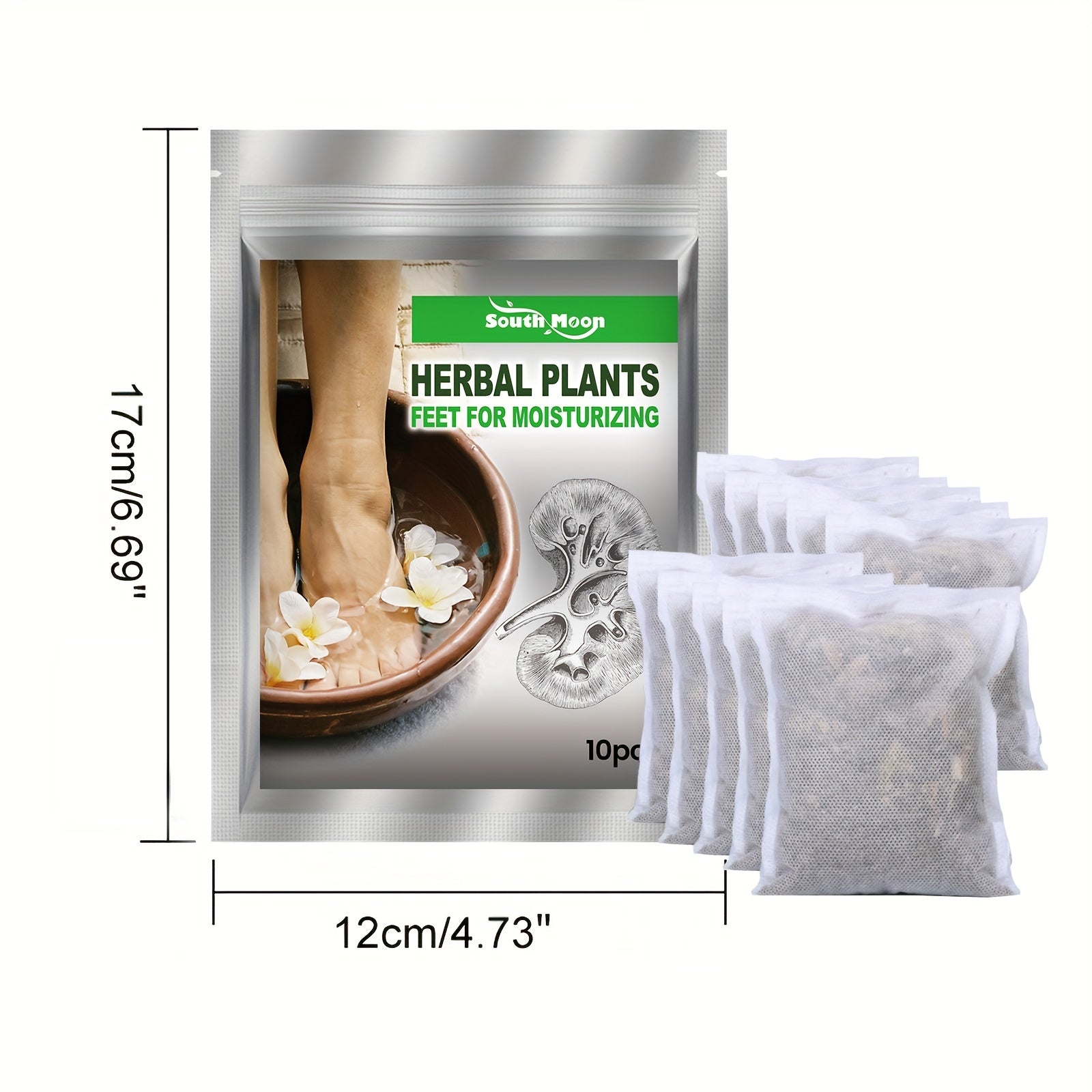 10pcs South Mogre Herbal Foot Soak Bags - Ginger & Cinnamon for Moisturizing, Relaxing Spa Experience - Natural, Hypoallergenic Ingredients in Portable Pouches for Easy Travel, Travel Spa Kit|Botanical Spa Product|Portable Pa