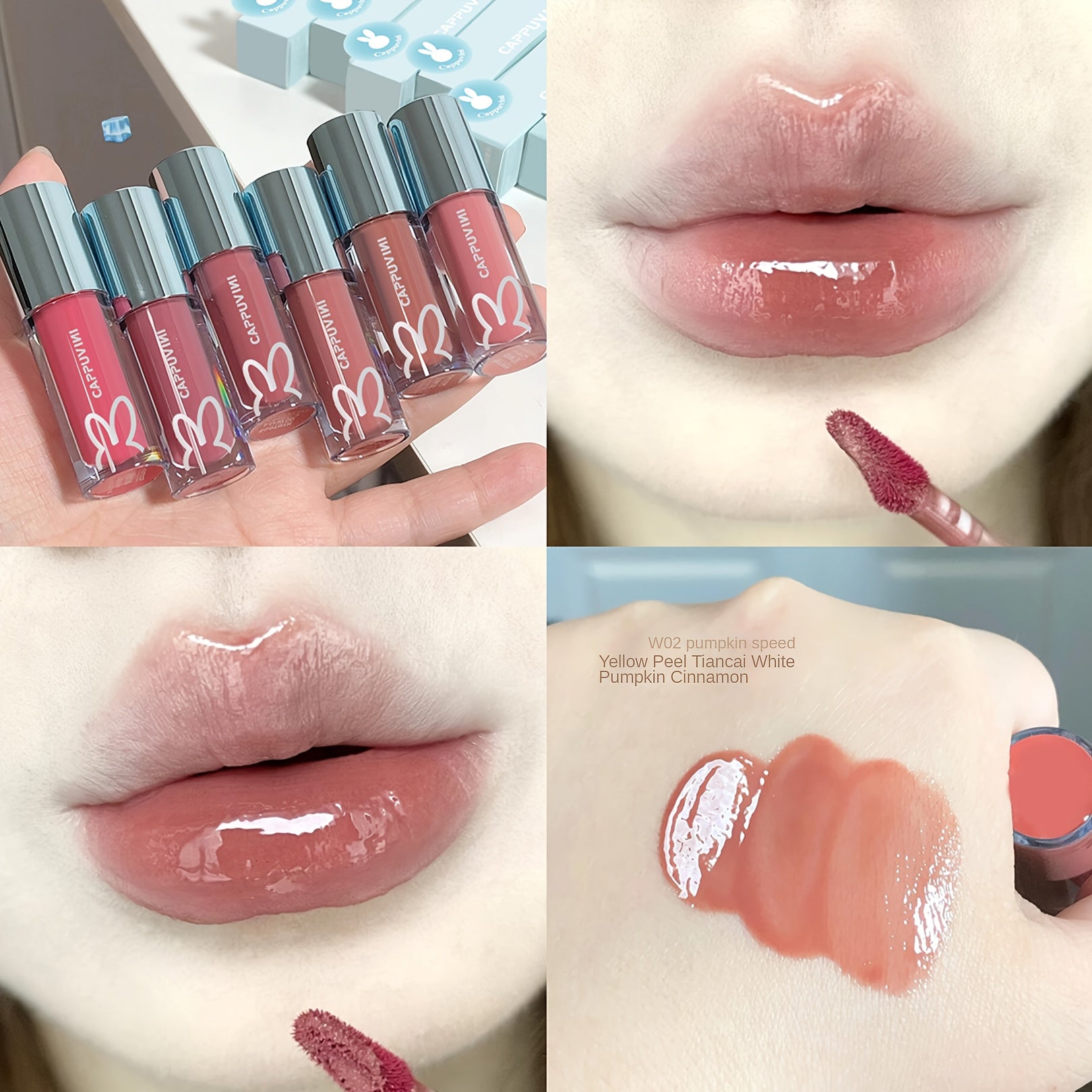 "Cappuvini Hydro-Glow Glassy Lip Gloss/Tint - Low Saturation, Bare-Face Friendly Lipstick For Students & Makeup Enthusiasts"