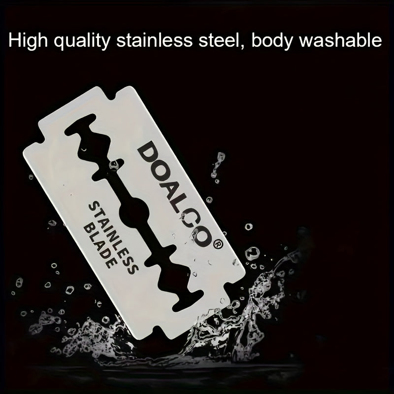 100pcs Premium Double-Edge Razor Blades - Smooth Shaving, Stainless Steel, Professional-Garde Barbers Choice