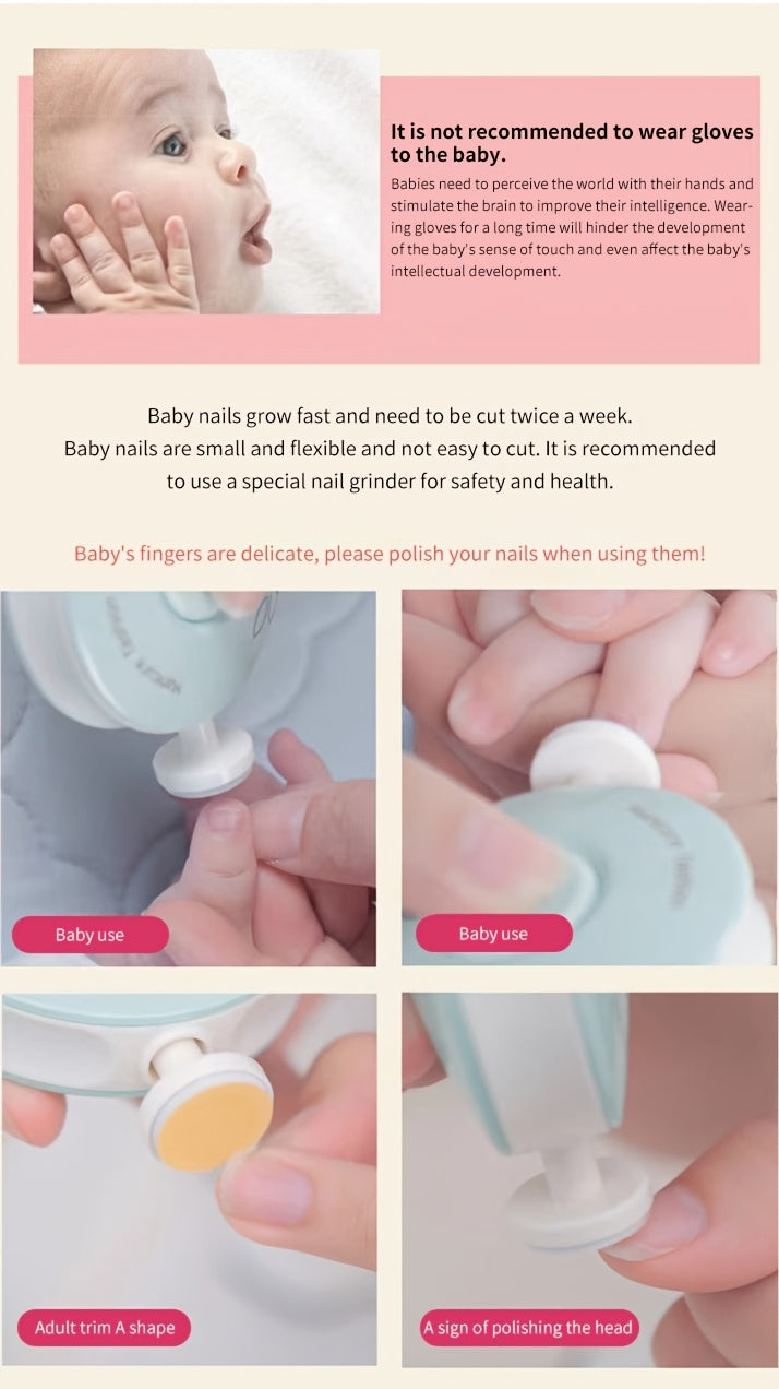 (Without battery)3pcs Electric Baby Nail Trimmer Kid Nail Polisher Tool Infant Manicure Scissors Baby Hygiene Kit Baby Nail Clipper Christmas Halloween Thanksgiving children's gifts