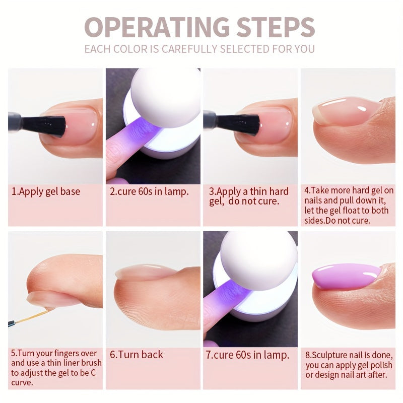 0.51oz Self-Leveling Gel Nail Polish, Clear Hard Gel Nail Extension, 3D Modelling, Rhinestone Glue, Soak Off UV Nail Gel Semi-Permanent Varnish