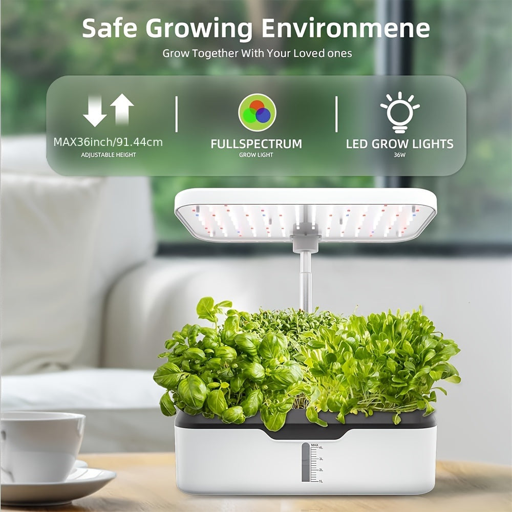12-Pod Indoor Herb Garden Hydroponic Growing System - Automatic, Silent, Height Adjustable up to 18 Inches, LED Grow Lights, Plant Sprouting Kit - Perfect Indoor Garden Gifts for Home Decoration and Fresh Herbs